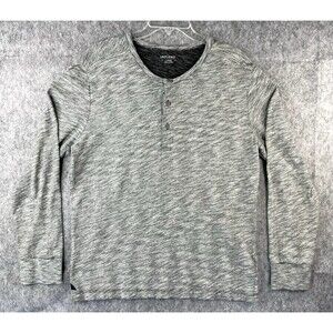 Untuckit Shirt Men's L Gray Henley Pullover Ultrasoft Long Sleeve 100% Cotton